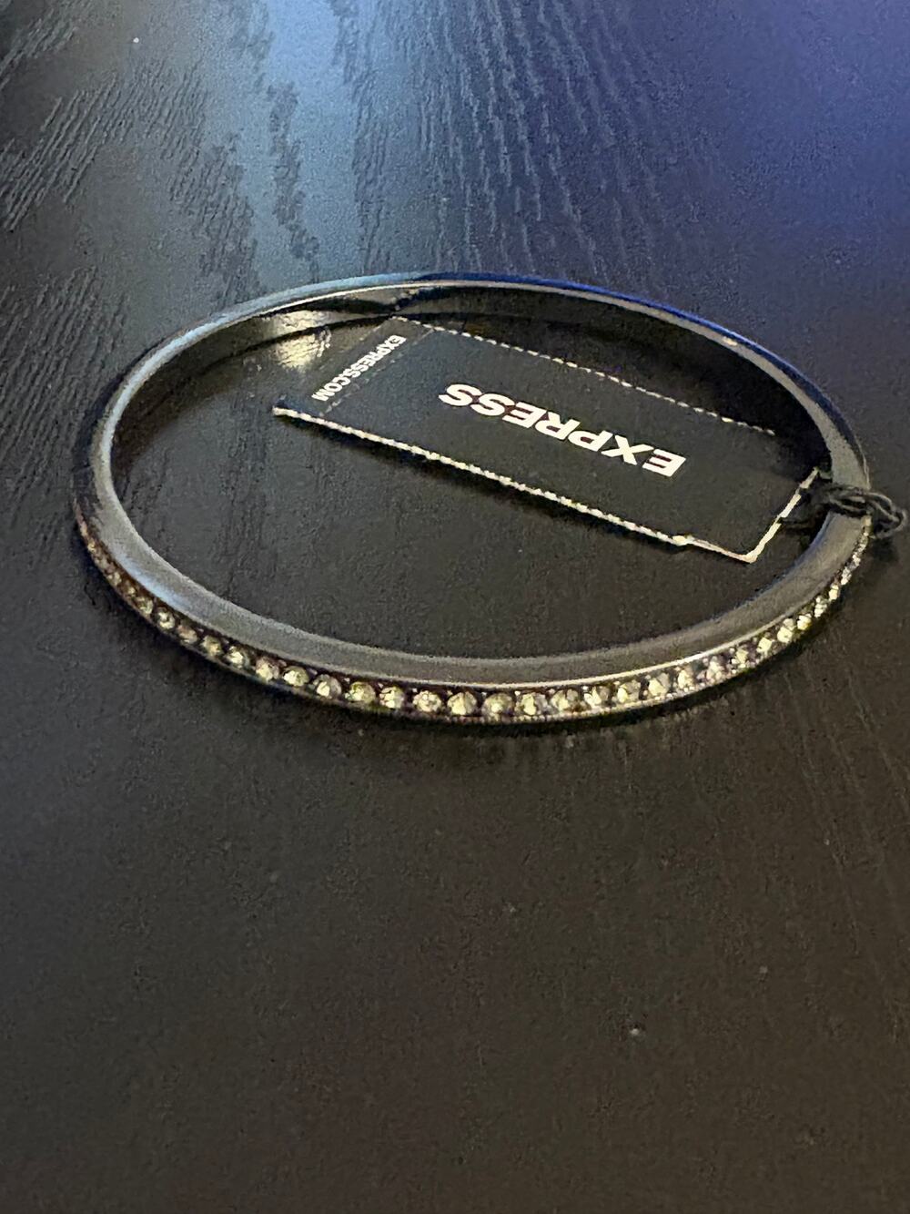 Express Rhinestone Black Bangle Bracelet 7.75” NWT